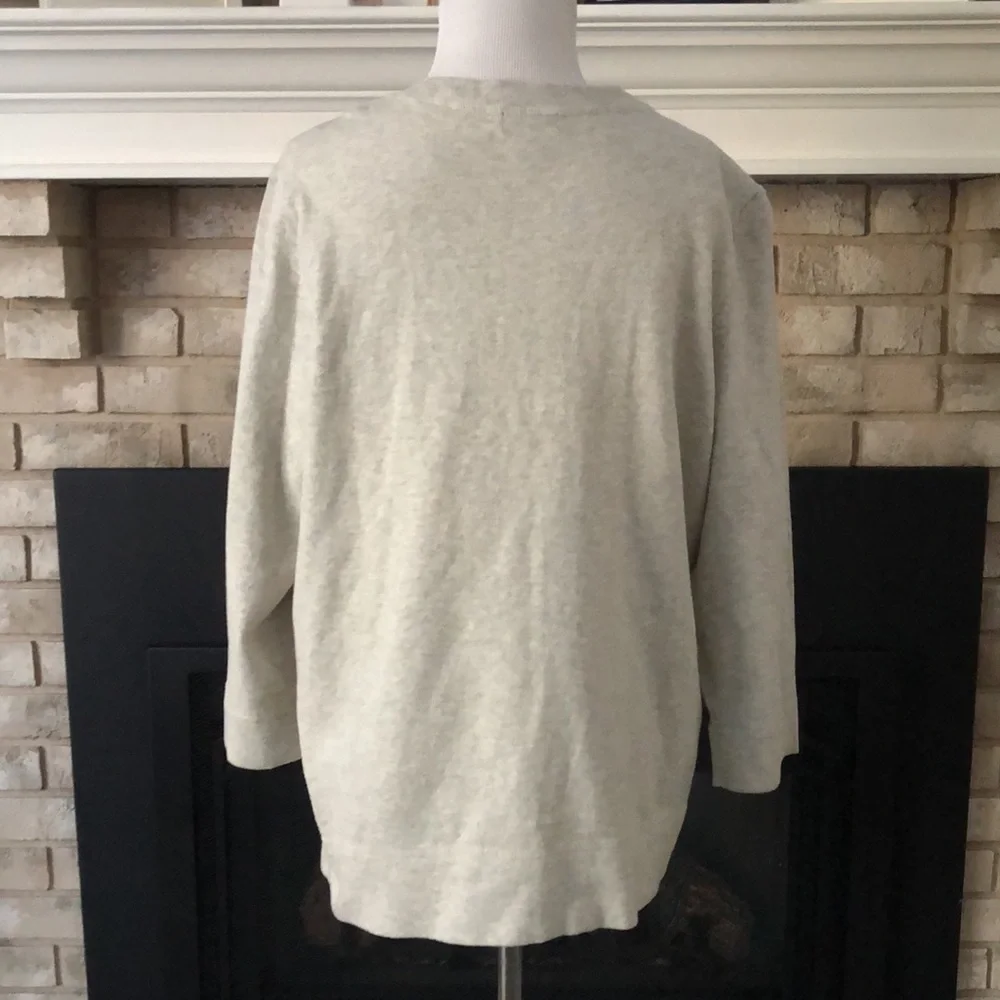 Eddie Bauer Gray Cream Button Down Cardigan Sweater size XL